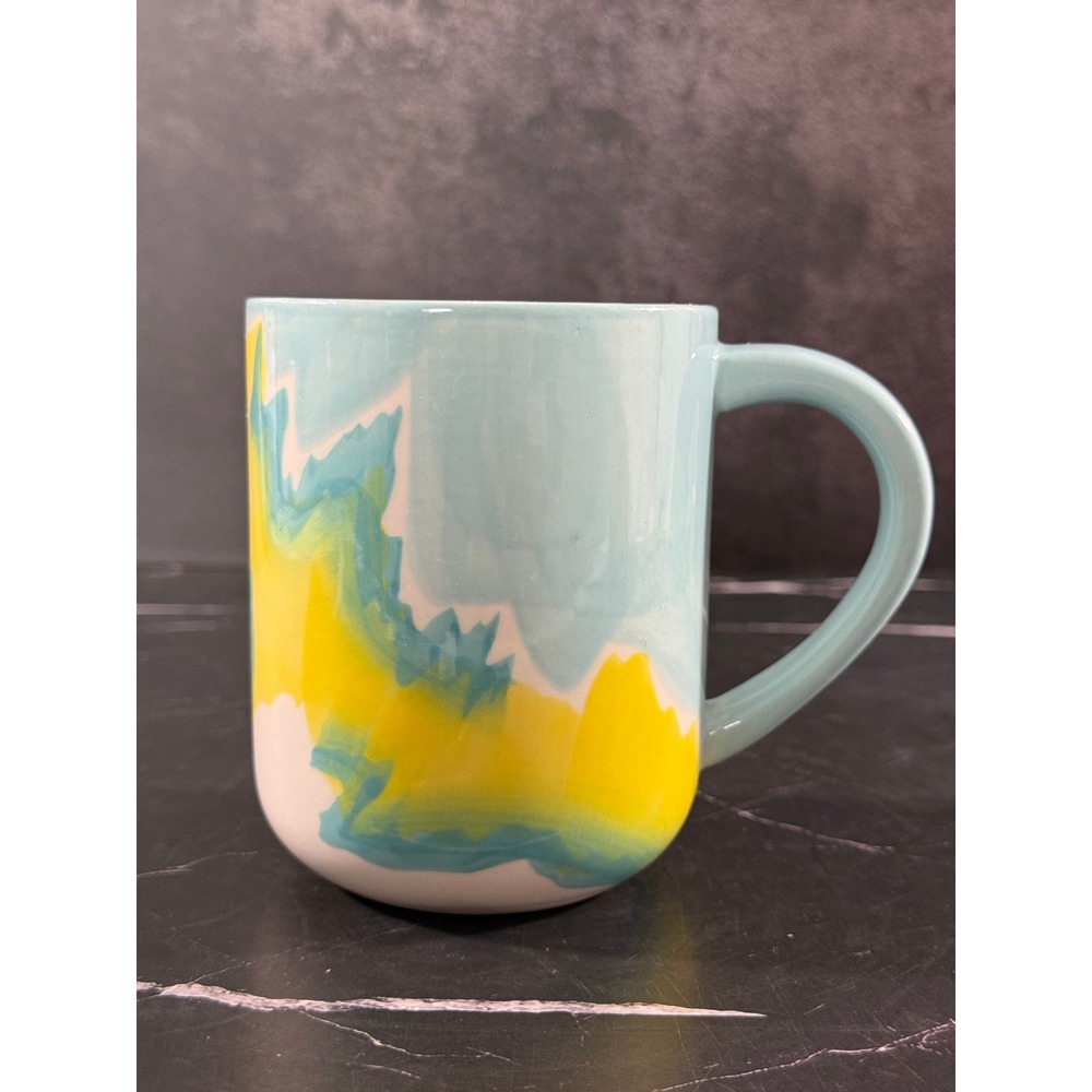 Anthropologie Elnaz Nourizadeh Soul of Colors Blue Green Yellow Mug